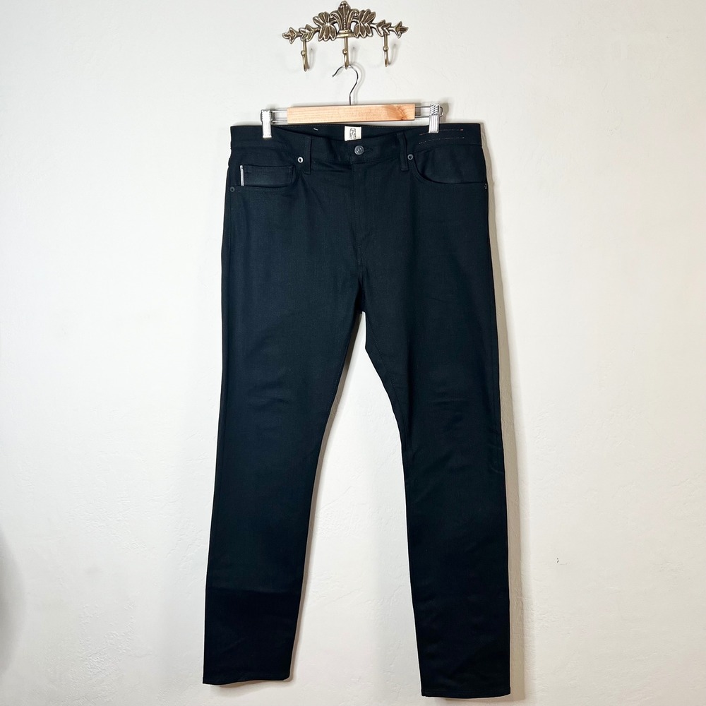Hiroshi Kato The Pen Slim Black Raw 4-Way Stretch Selvedge Denim Jeans Mens 36